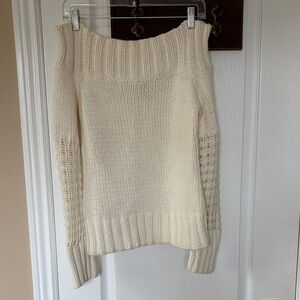 Mango Cream Off-the-Shoulder Knit Sweater